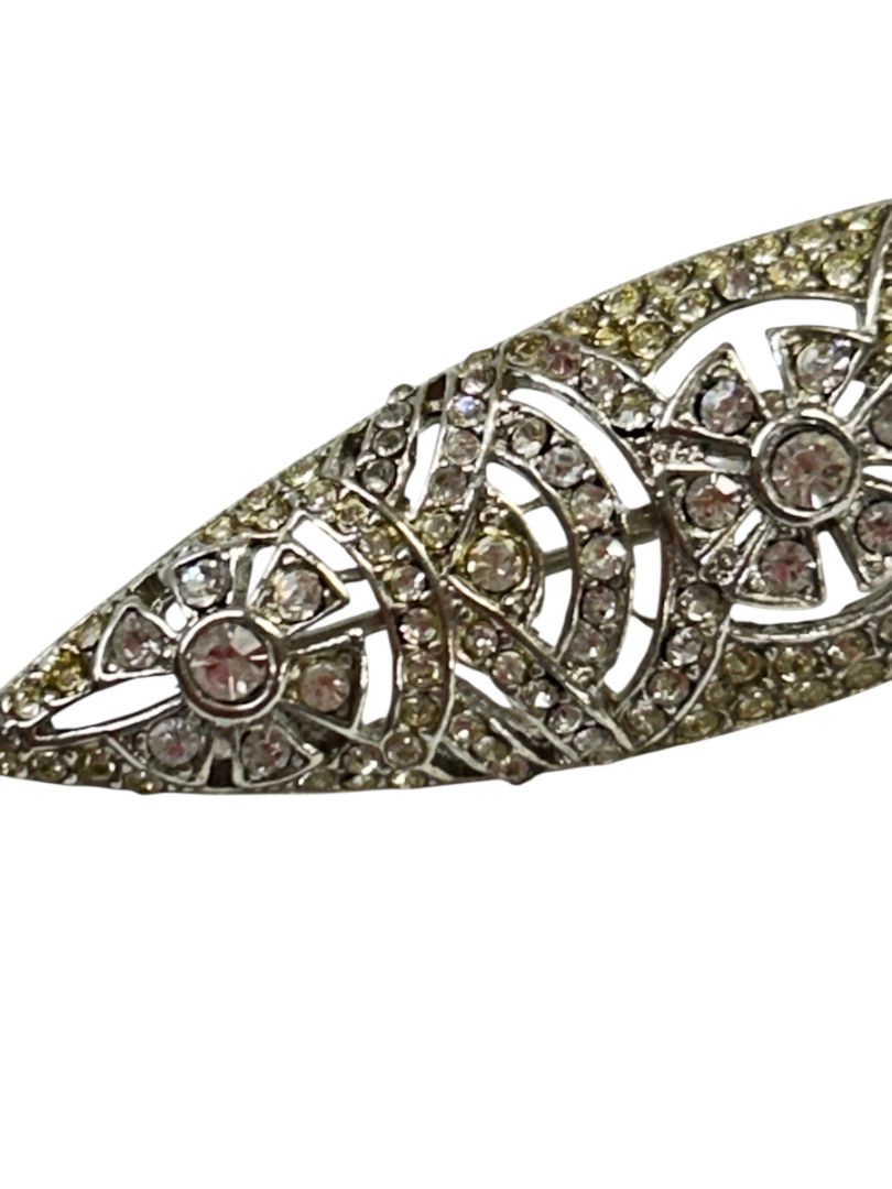 Vintage Signed Avante Silvertone Brooch Pin Openwork 2.75" Art Deco Style
