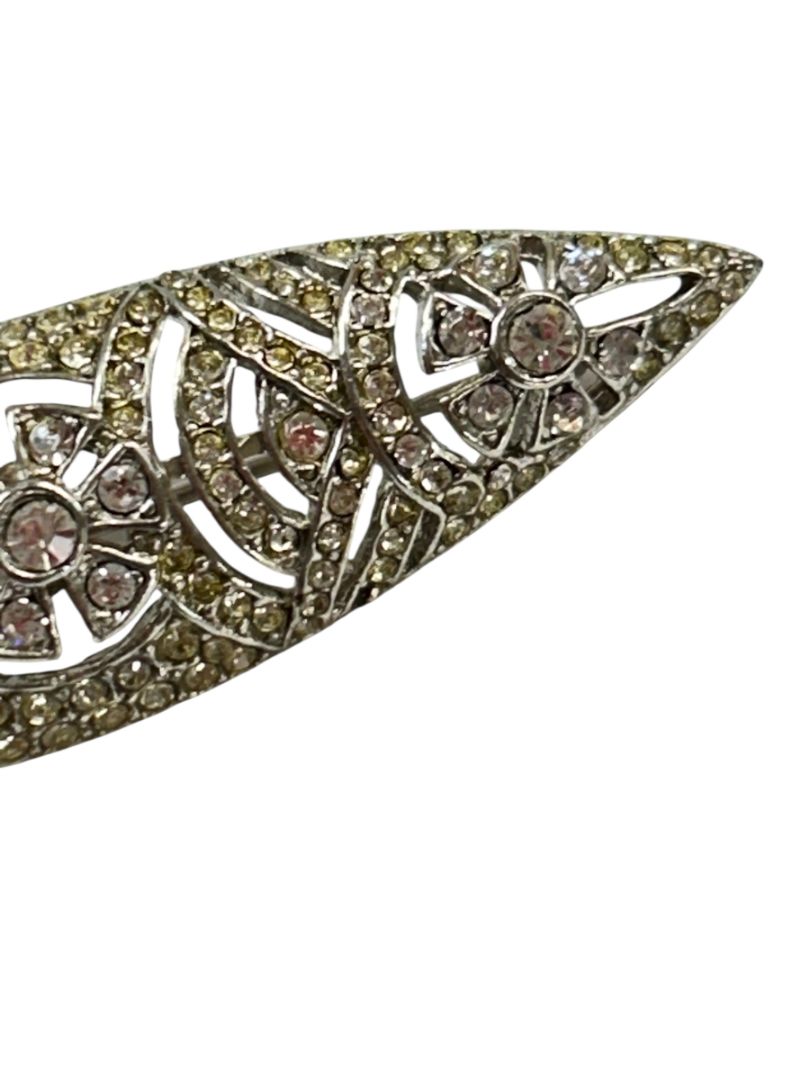 Vintage Signed Avante Silvertone Brooch Pin Openwork 2.75" Art Deco Style