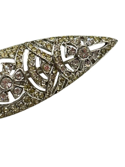 Vintage Signed Avante Silvertone Brooch Pin Openwork 2.75" Art Deco Style