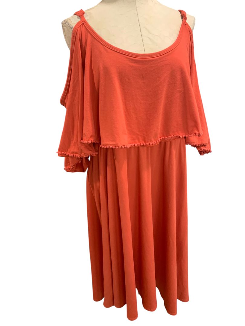 Size 2X Torrid Plus Size Womens Orange Off Shoulder Jersey Knit Dress