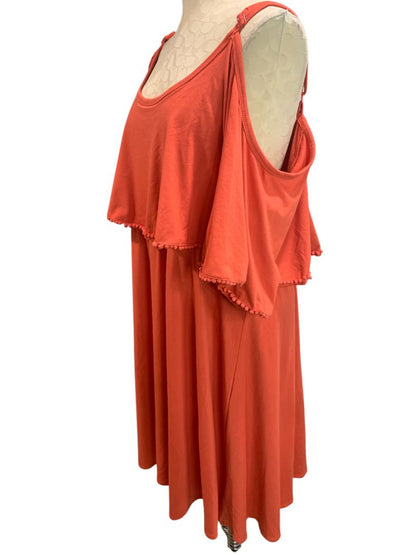 Size 2X Torrid Plus Size Womens Orange Off Shoulder Jersey Knit Dress