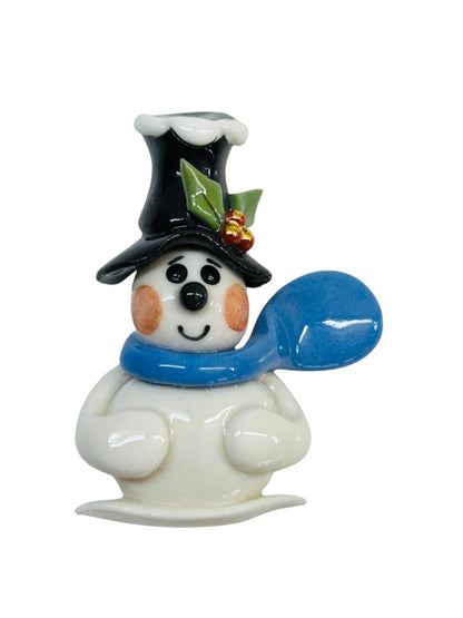 Ceramic Brooch Pin Snowman Winter Dimensional 1.6"