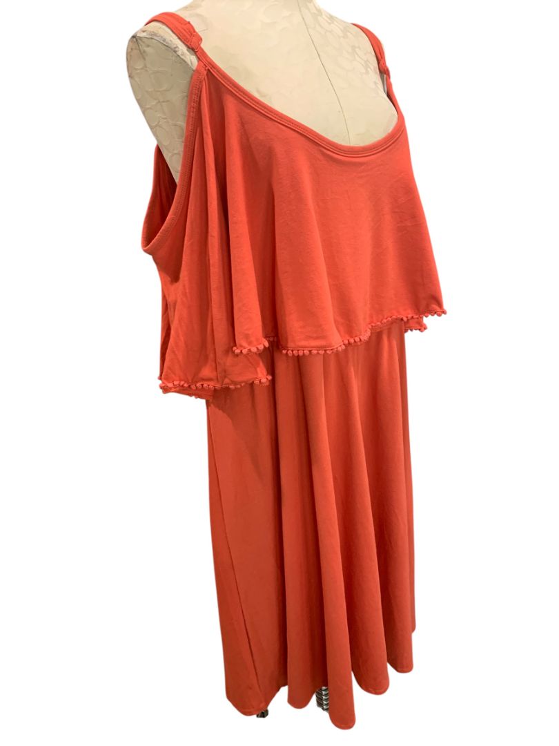 Size 2X Torrid Plus Size Womens Orange Off Shoulder Jersey Knit Dress