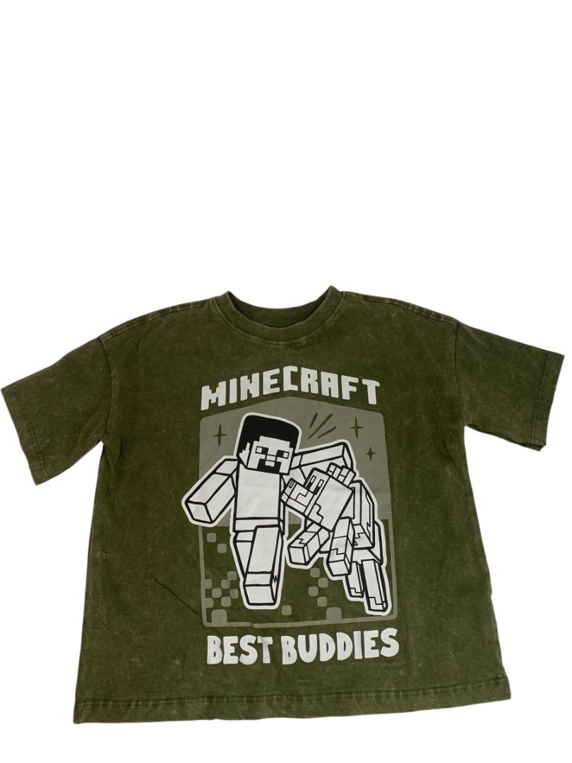 Size XS Minecraft Boys New Best Buddies Army Green Tshirt