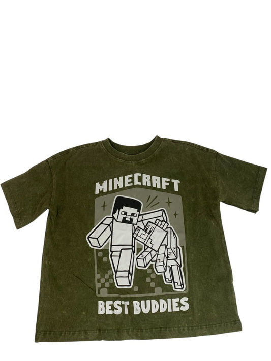 Size XS Minecraft Boys New Best Buddies Army Green Tshirt