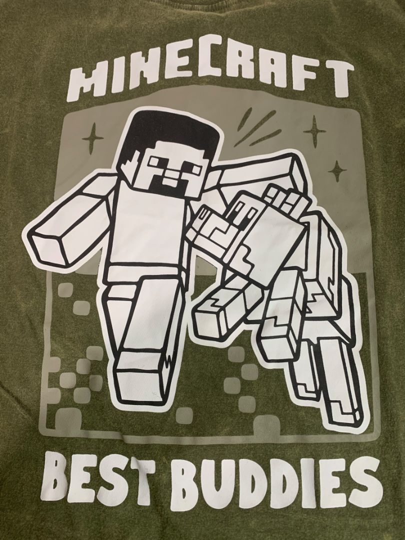 Size XS Minecraft Boys New Best Buddies Army Green Tshirt