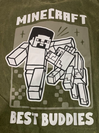 Size XS Minecraft Boys New Best Buddies Army Green Tshirt
