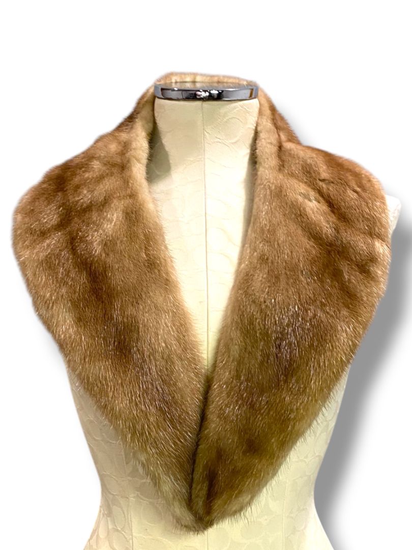 Vintage Genuine Pastel Mink Pelt Scarf Stole 40" Satin Backed