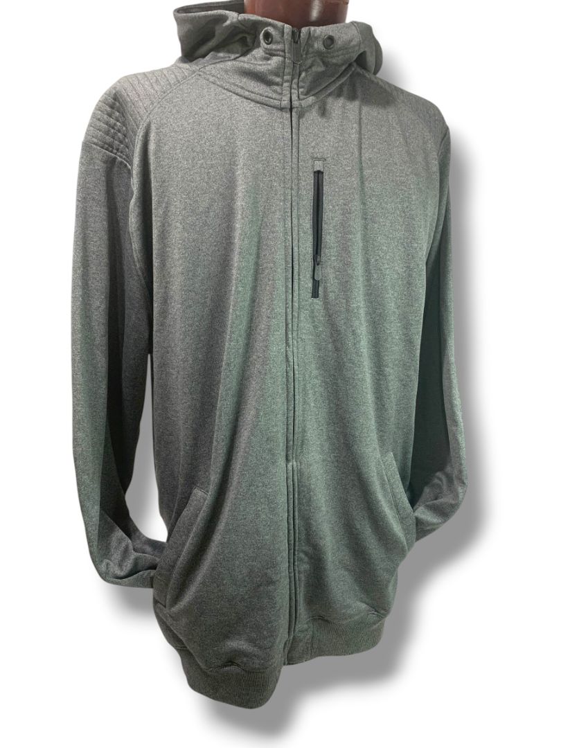 Size 3XL CSG Gray Full Zip Workout Hoodie Mens Tech Fleece Lining