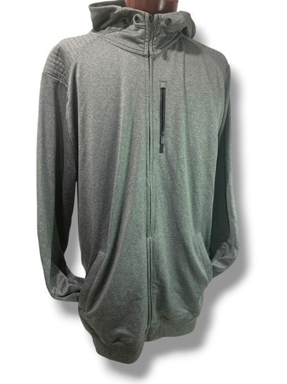 Size 3XL CSG Gray Full Zip Workout Hoodie Mens Tech Fleece Lining