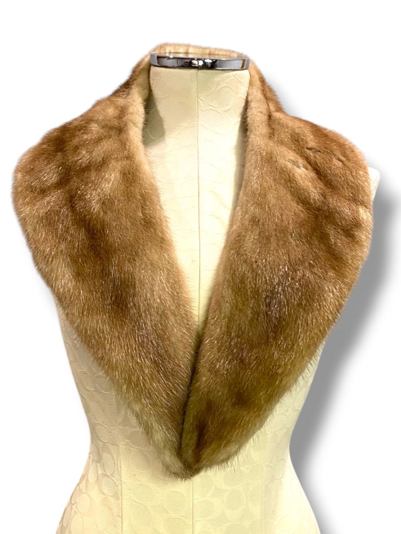 Vintage Genuine Pastel Mink Pelt Scarf Stole 40" Satin Backed