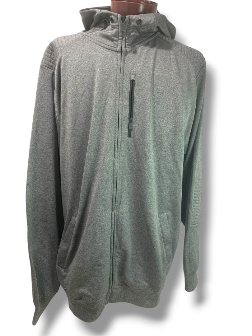 Size 3XL CSG Gray Full Zip Workout Hoodie Mens Tech Fleece Lining