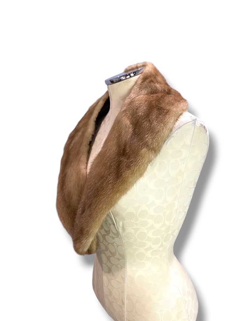 Vintage Genuine Pastel Mink Pelt Scarf Stole 40" Satin Backed