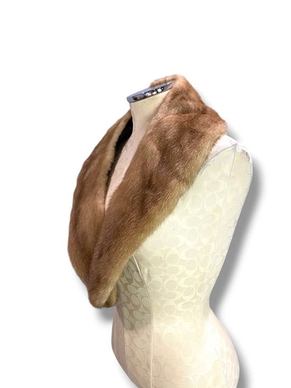 Vintage Genuine Pastel Mink Pelt Scarf Stole 40" Satin Backed