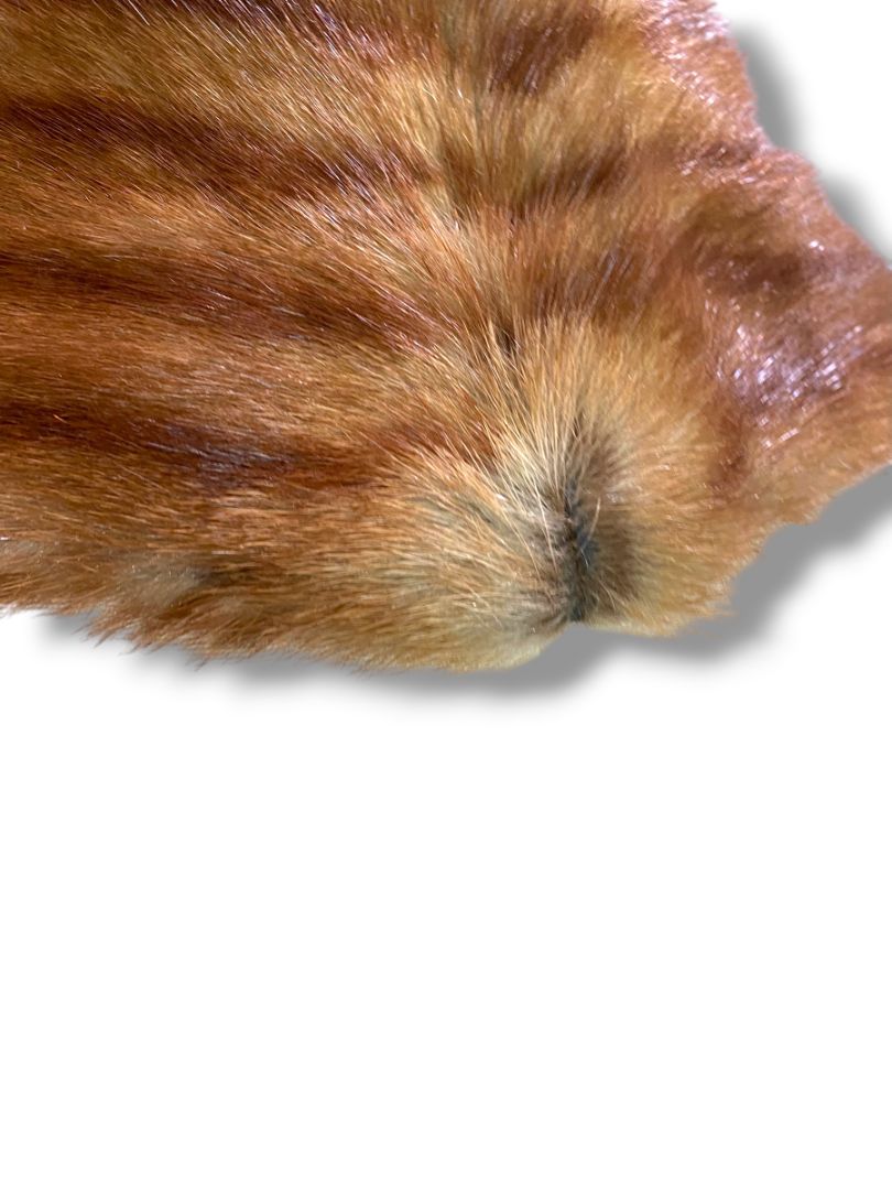 Vintage Genuine Mink Pelt Scarf Stole 62" Brown Stripes Hook Closure