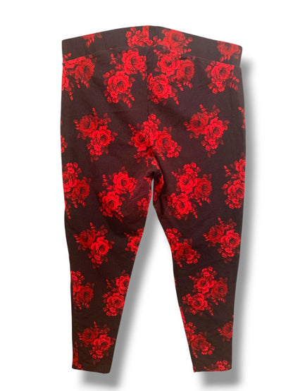 Size 3X Torrid Rose Print Womens Leggings Black Red Soft Knit