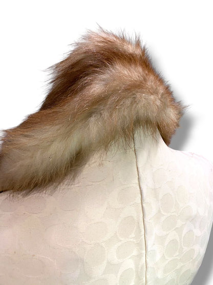Vintage 3 Full Mink Stole Scarf Heads Tails 60" Fur Boa
