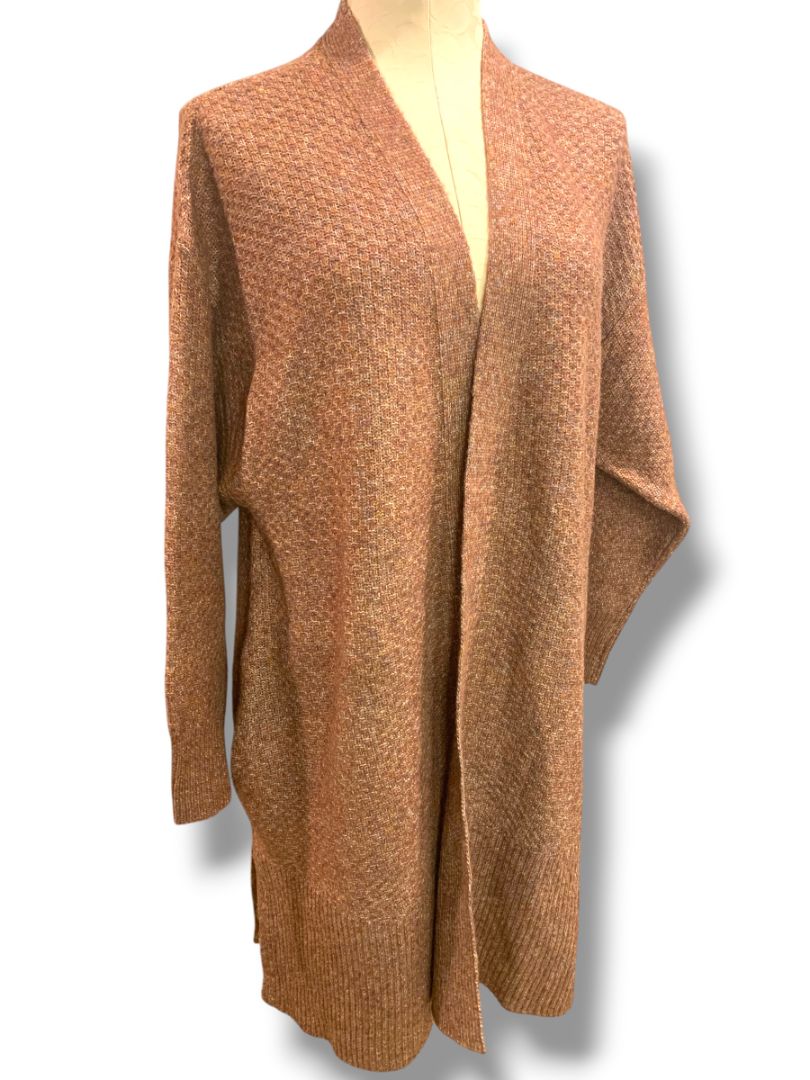 Size 1X (16W-18W) Terra & Sky Womens New Soft Brown Open Cardigan Pockets