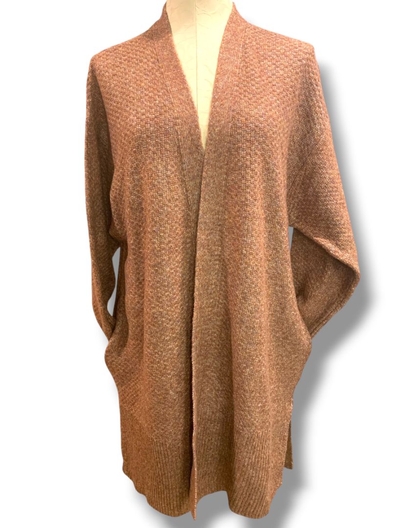 Size 1X (16W-18W) Terra & Sky Womens New Soft Brown Open Cardigan Pockets