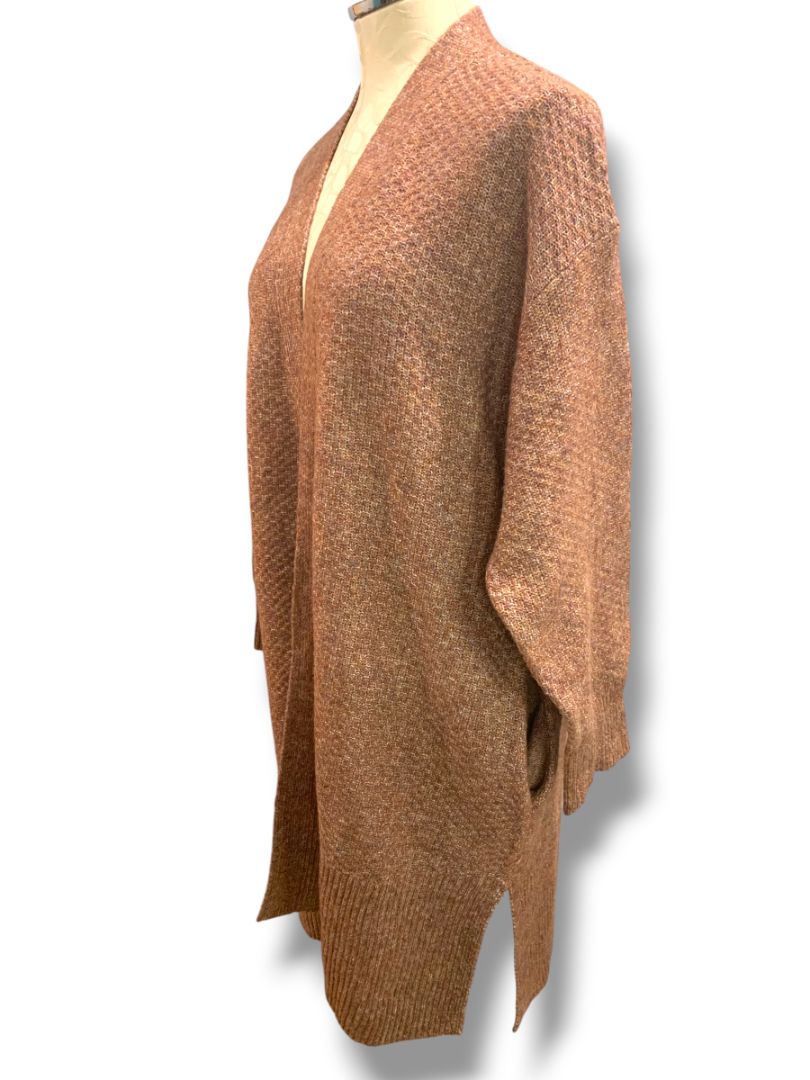 Size 1X (16W-18W) Terra & Sky Womens New Soft Brown Open Cardigan Pockets