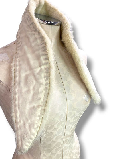 Vintage Blonde Mink Fur Collar Scarf Stole 31" Bridal Satin Back