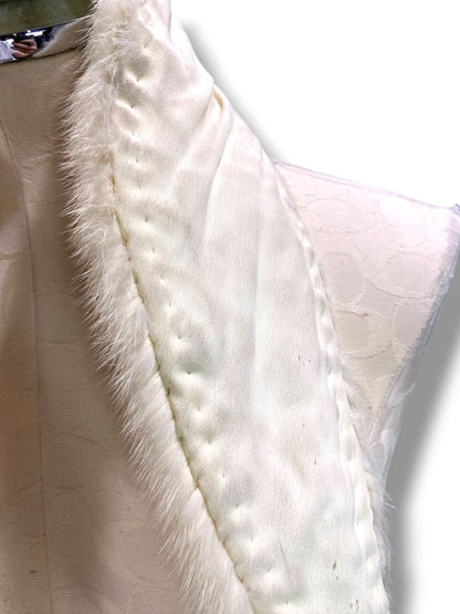 Vintage Blonde Mink Fur Collar Scarf Stole 31" Bridal Satin Back