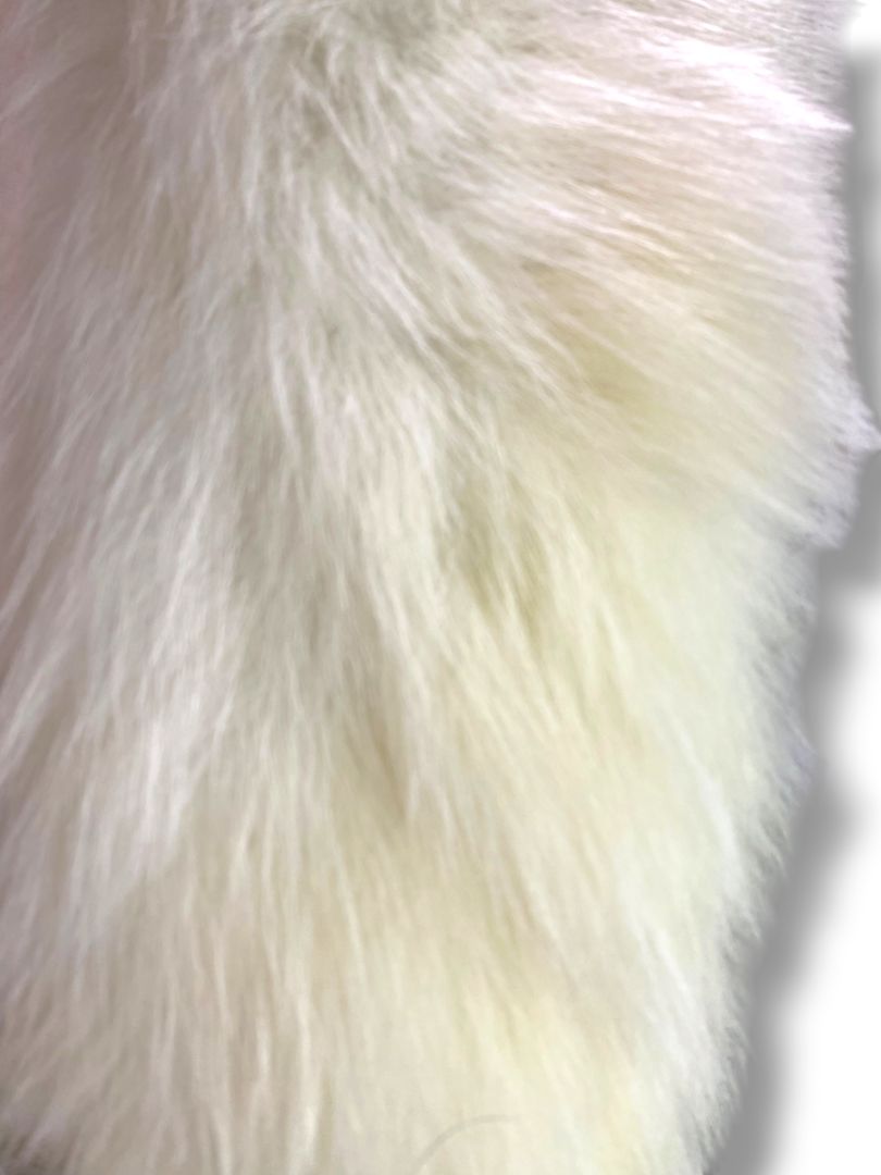 Vintage White Fox Fur Collar Scarf Stole 38" Bridal Satin Back