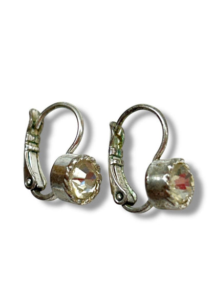 3 Pair Silvertone Pierced Earrings Rhinestone Hoop Dangle Stars