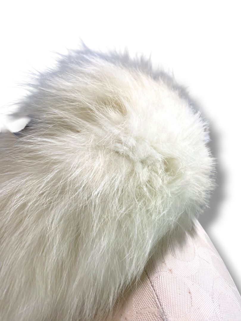 Vintage White Fox Fur Collar 18" Curved Neck Bridal Satin Back