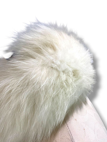 Vintage White Fox Fur Collar 18" Curved Neck Bridal Satin Back