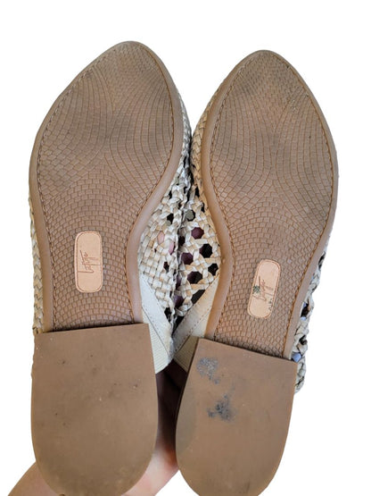 10M Latigo Anthropologie Champagne Woven Mules Slides Flats Shoes