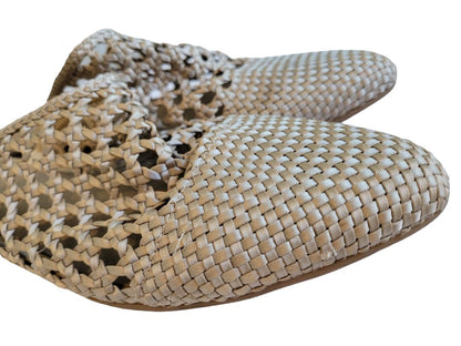 10M Latigo Anthropologie Champagne Woven Mules Slides Flats Shoes