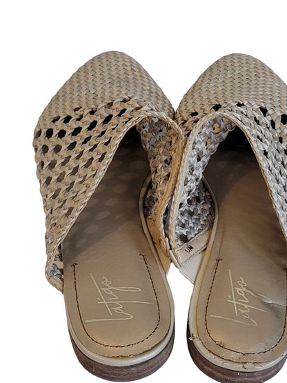 10M Latigo Anthropologie Champagne Woven Mules Slides Flats Shoes