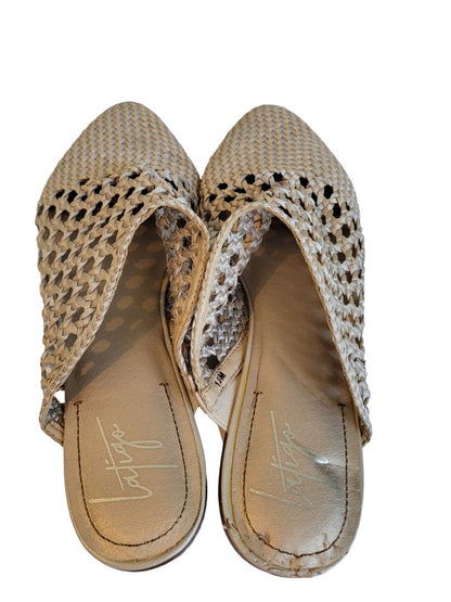 10M Latigo Anthropologie Champagne Woven Mules Slides Flats Shoes