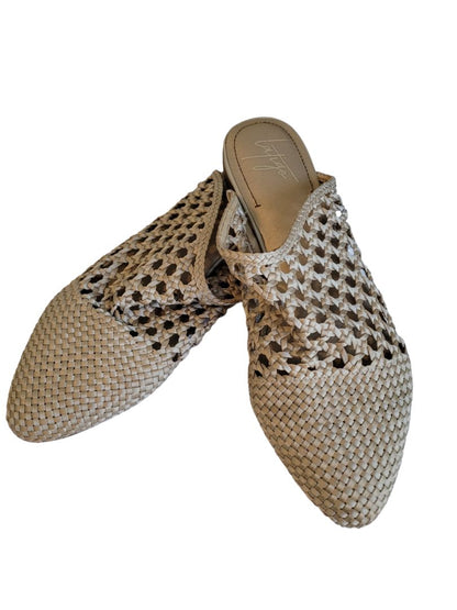 10M Latigo Anthropologie Champagne Woven Mules Slides Flats Shoes