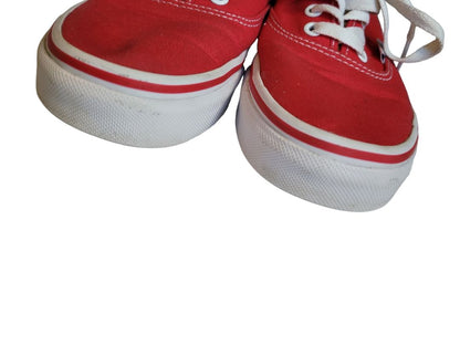 7.5 (6 Mens) Red Canvas Classic Vans Sneakers Skater Shoes