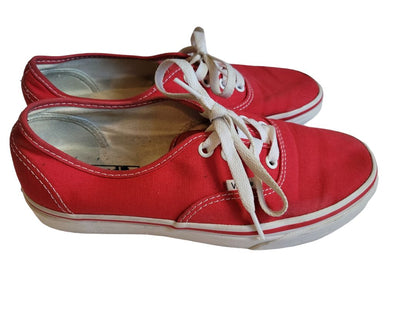 7.5 (6 Mens) Red Canvas Classic Vans Sneakers Skater Shoes