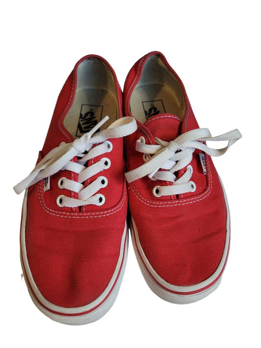 7.5 (6 Mens) Red Canvas Classic Vans Sneakers Skater Shoes