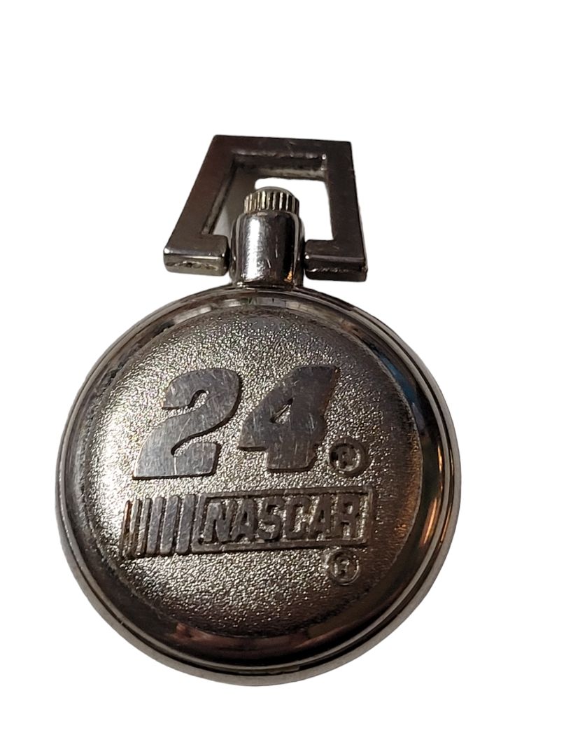 24 Nascar Jeff Gordon Small Pocket Watch Silver Tone WORKS