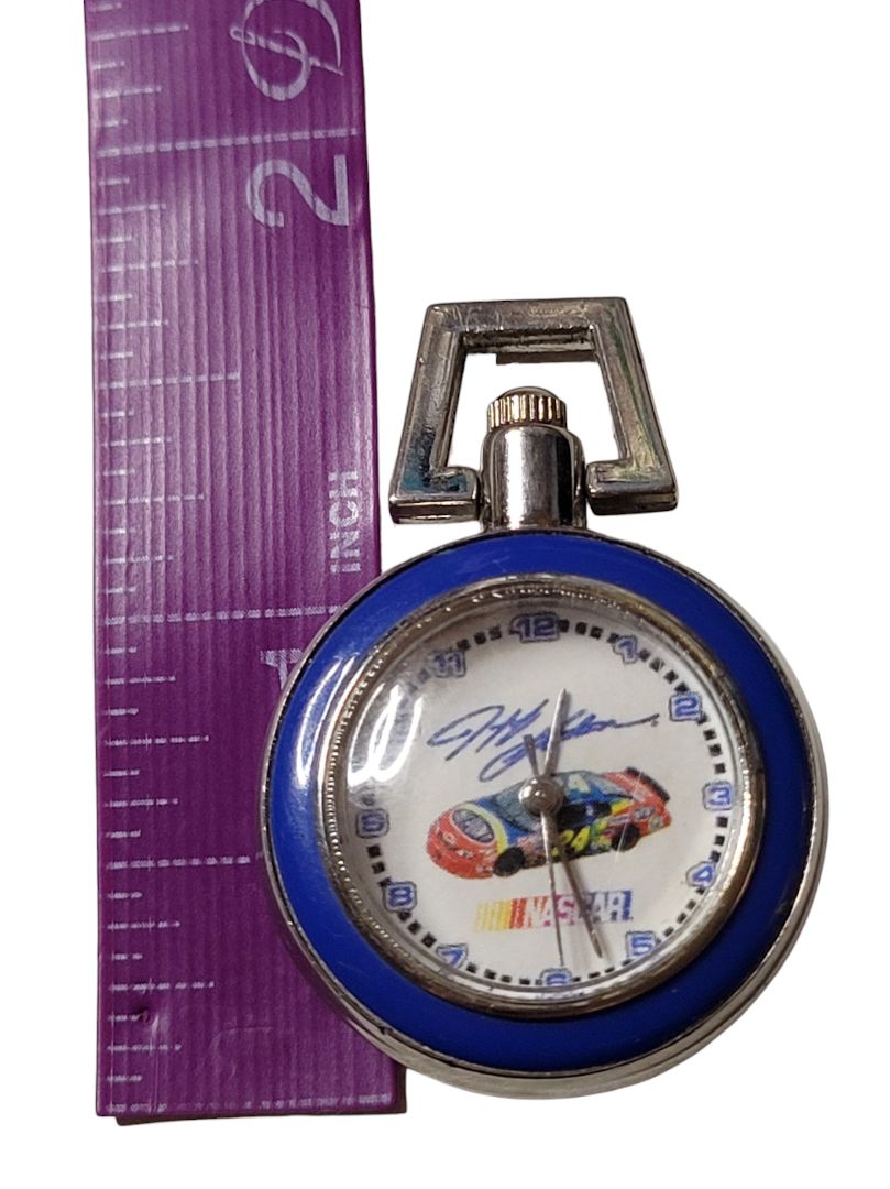 24 Nascar Jeff Gordon Small Pocket Watch Silver Tone WORKS