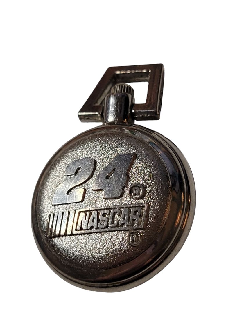 24 Nascar Jeff Gordon Small Pocket Watch Silver Tone WORKS