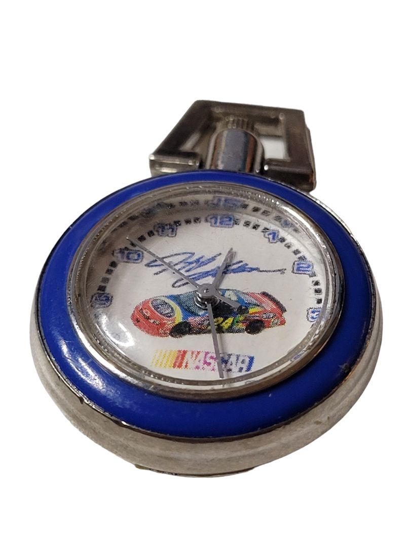 24 Nascar Jeff Gordon Small Pocket Watch Silver Tone WORKS