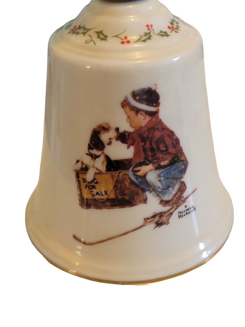 1979 Norman Rockwell A Boy Meets His Dog Gorham Collectible Ceramic Bell