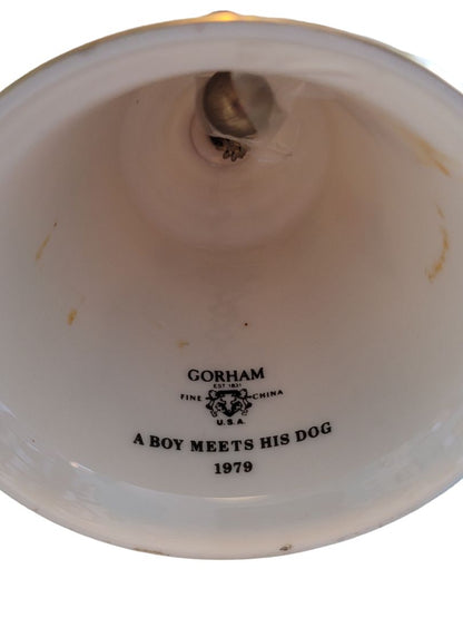 1979 Norman Rockwell A Boy Meets His Dog Gorham Collectible Ceramic Bell