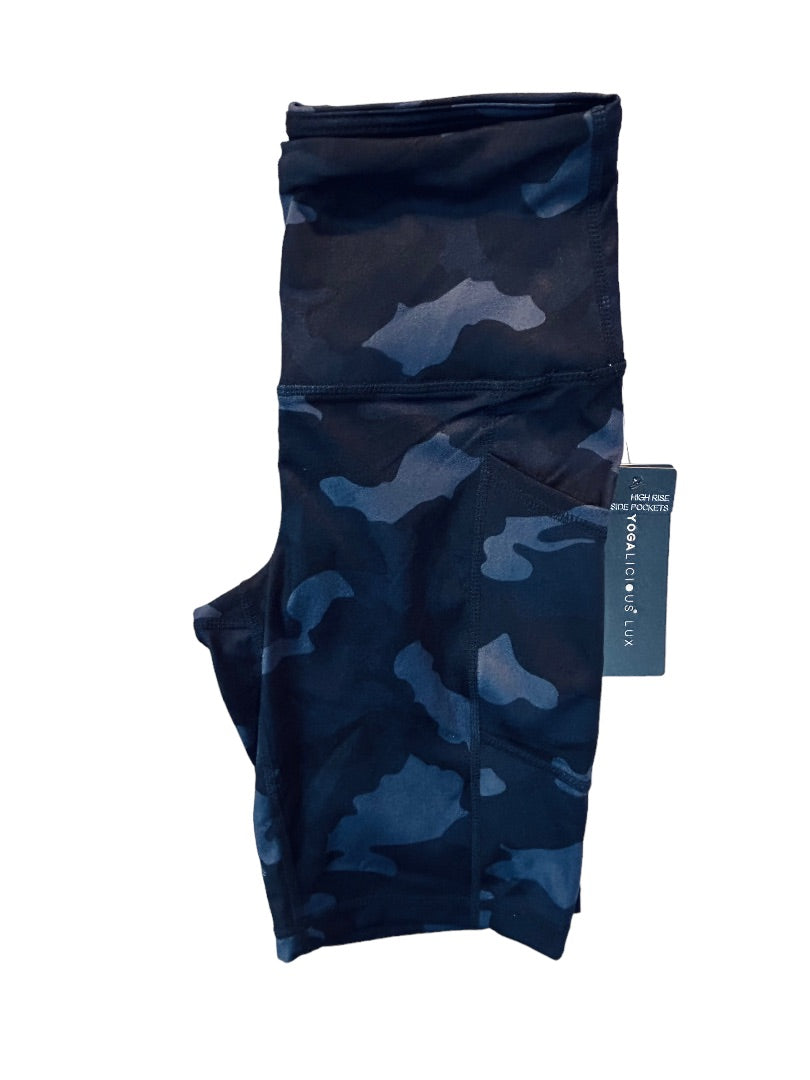 XS Yogalicious Lux Camo Navy Women's New High Rise Side Pocket Shorts