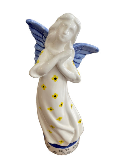 Avon 9" Ceramic Angel Figurine Daisies Glazed