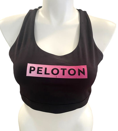 2X Peloton Black Sports Bra Compression Scuba Material