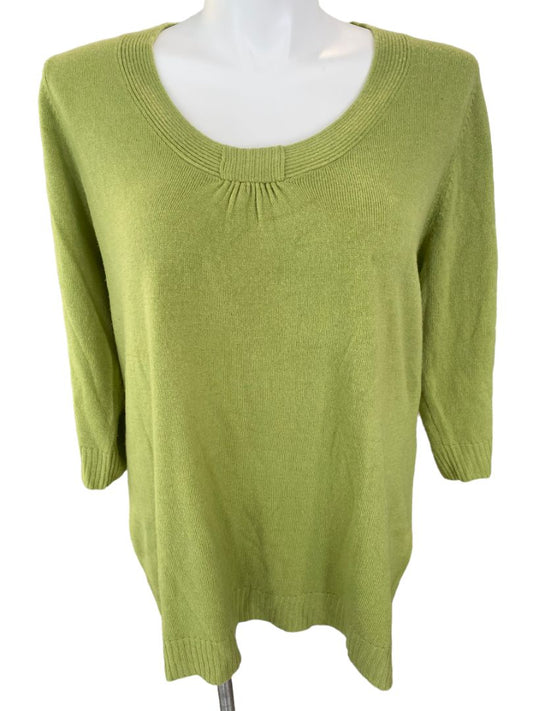 22/24 Avenue Green 3/4 Sleeve Sweater Scoop Neck