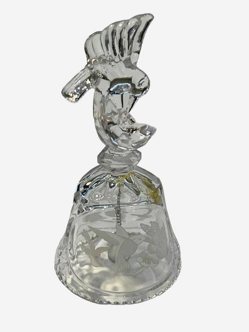 Vintage Hummingbird Hand Bell Clear Crystal