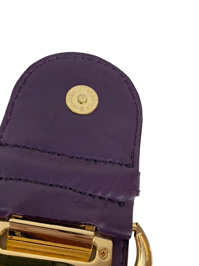 Michael Kors Morgen Purple Leather Hobo Bag Goldtone Hardware Buckle B-1006